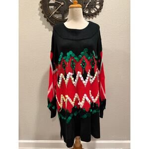 HOLIDAY TIME Ugly Sweater Dress Grn/Blk/Red/Wht Women’s Sz 4X Christmas Winter